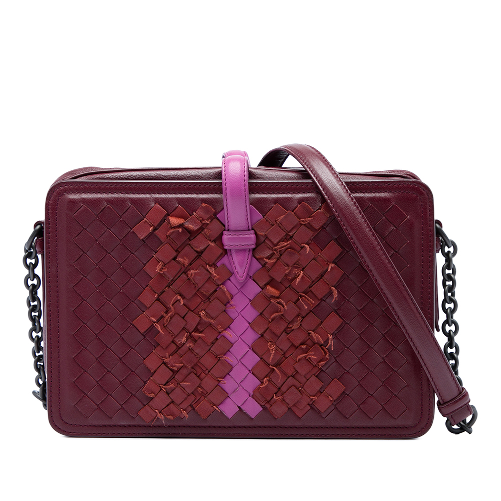 Pre-Loved Bottega Veneta Tricolor Nappa Intrecciato Fringe Belt Flap Camera Bag